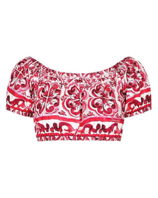 Dolce & Gabbana Majolica print cropped blouse