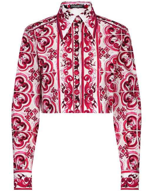 Dolce & Gabbana Maiolica-print cropped shirt