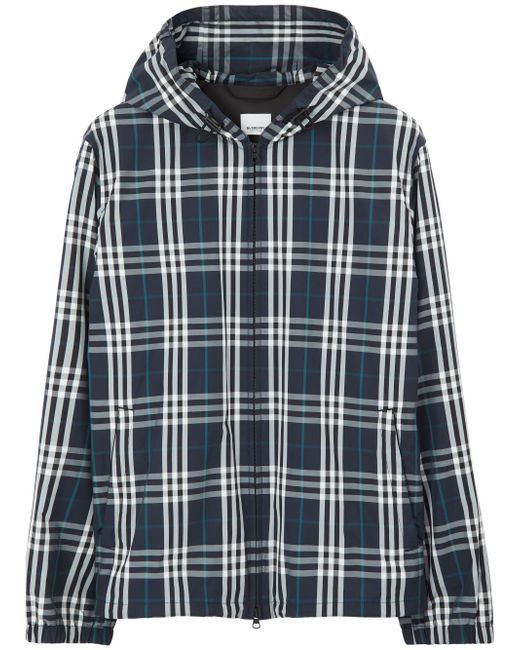 Burberry checked zip-up hooded jacket