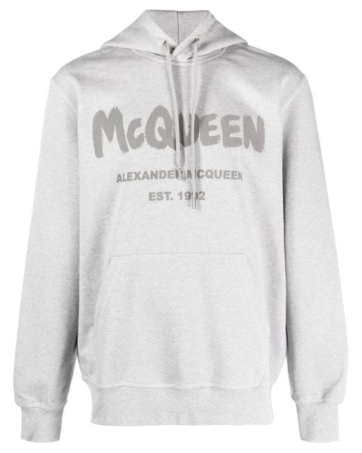 Alexander McQueen Graffiti print drawstring hoodie