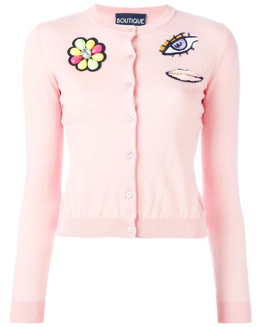 Boutique Moschino multiple patches cardigan 38 Virgin Wool/Cotton