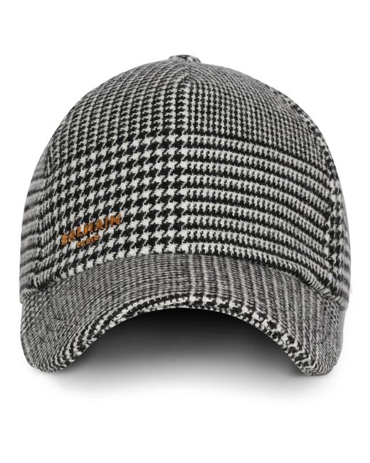 Balmain houndstooth-pattern curved-peak cap