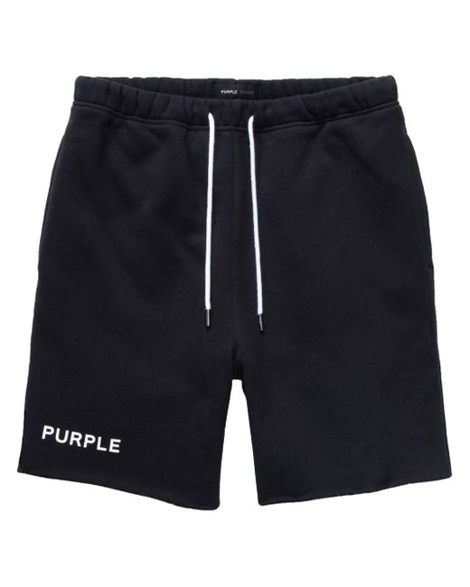 Purple Brand logo-print cotton track shorts