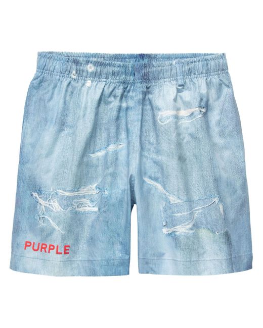 Purple Brand distressed-effect washed denim shorts