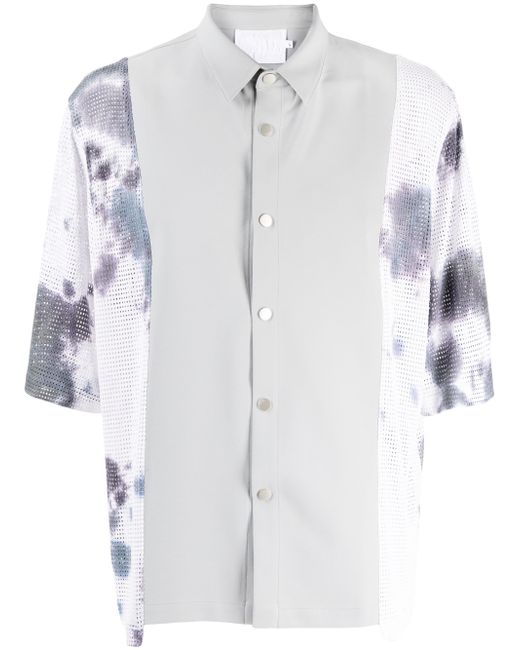 Off Duty tie-dye print perforated shirt