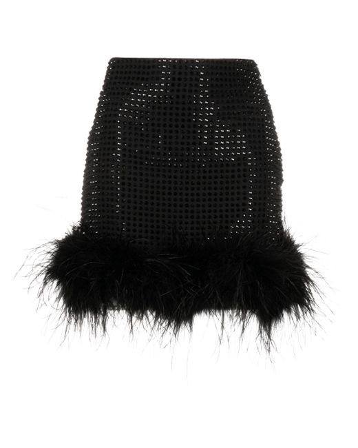 Loulou crystal-embellished feather-trimmed miniskirt