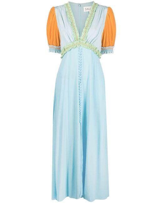 Saloni Lea colour-block maxi dress