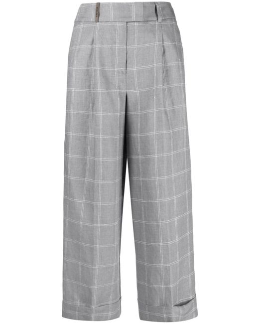 Peserico checked cropped wide-leg trousers