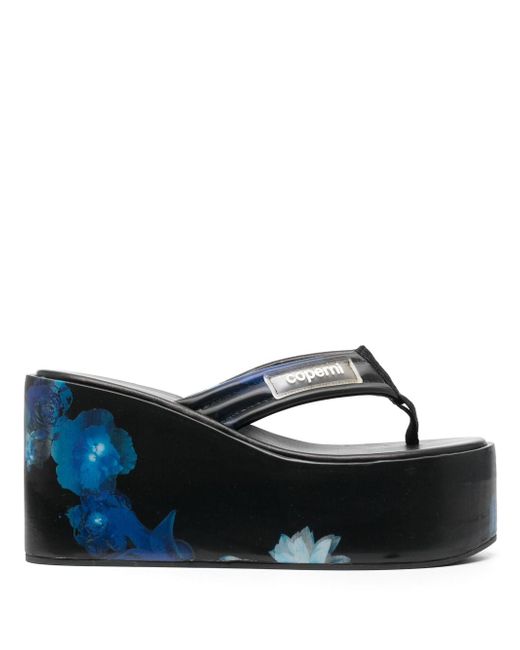 Coperni floral-print holographic wedge sandals