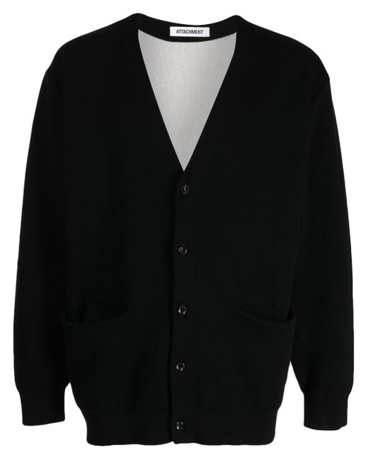 Attachment long-sleeved buttoned cardigan