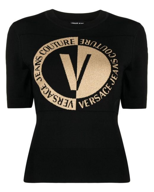 Versace Jeans Couture intarsia-knit logo top
