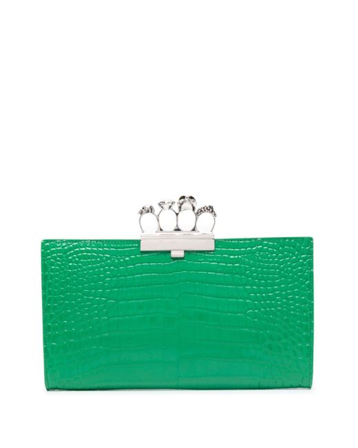 Alexander McQueen Jewelled crocodile-embossed clutch bag