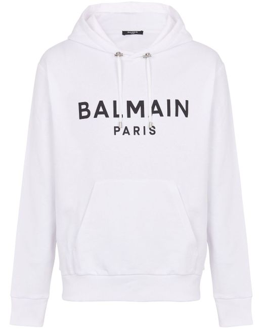 Balmain logo-print long-sleeved hoodie