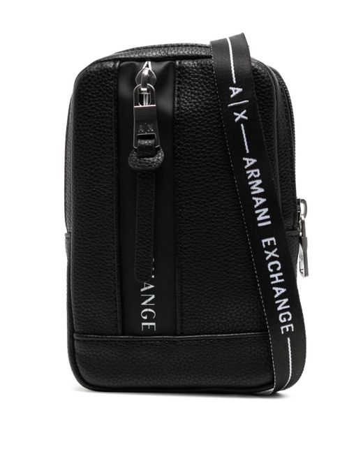 Armani Exchange logo-print zipped leather phone case