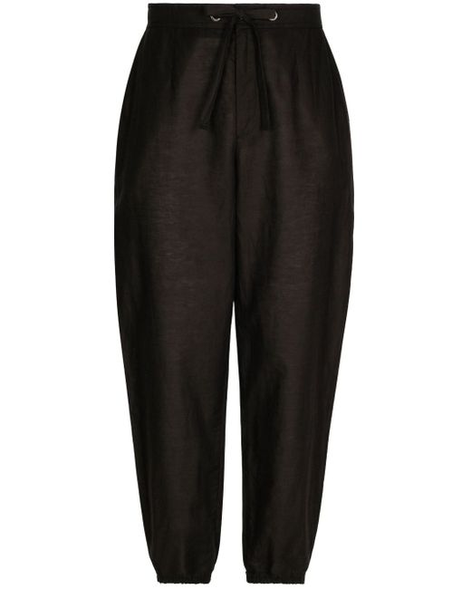 Dolce & Gabbana logo-patch drawstring-waist trousers