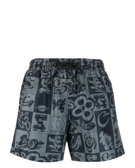 Gcds checkerboard-print swim shorts
