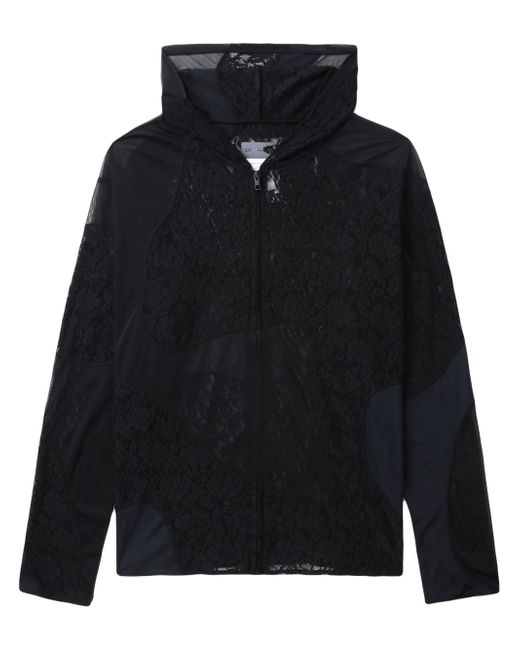 Post Archive Faction lace-panelled hooded lightweight jacket