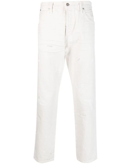 Tom Ford ripped-detail straight-leg jeans