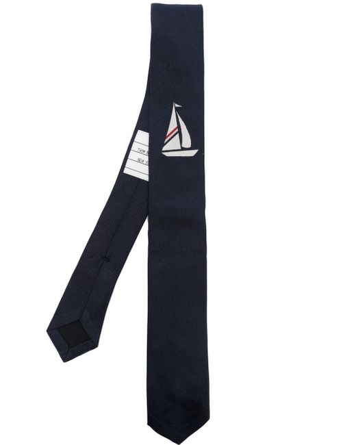 Thom Browne sailboat icon jacquard tie