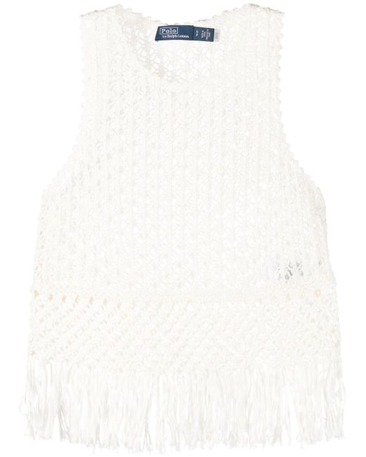 Polo Ralph Lauren open-knit fringed top