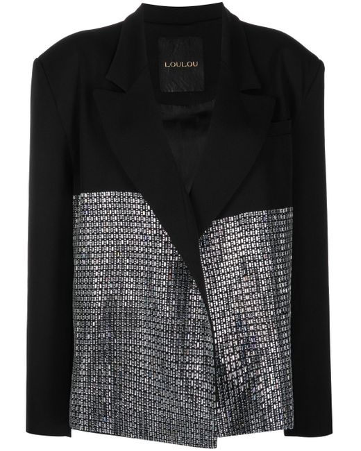 Loulou notched-lapels crystal embellished blazer