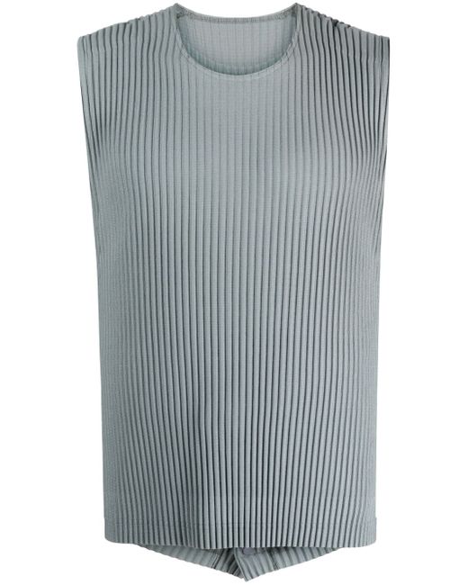 Homme Pliss Issey Miyake button-up ribbed tank top