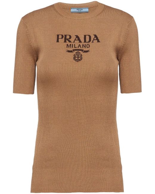 Prada logo crew-neck knit T-shirt