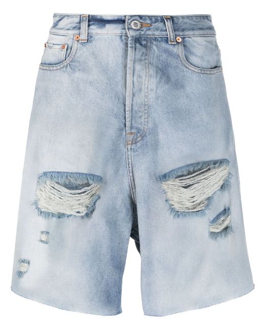 Vetements ripped-detailed denim shorts