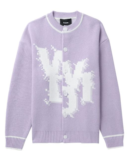 We11done logo-print button-up cardigan