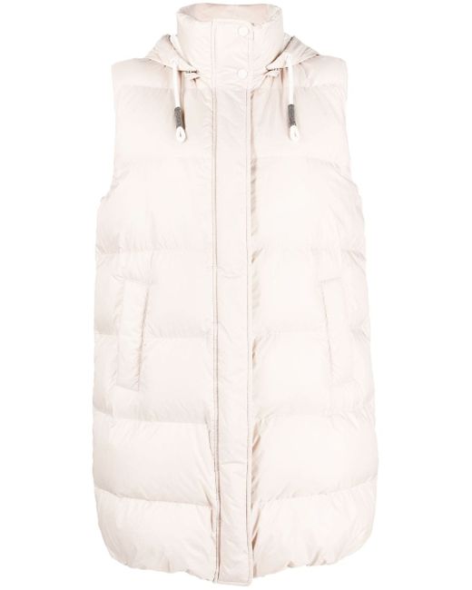 Brunello Cucinelli long quilted hooded gilet