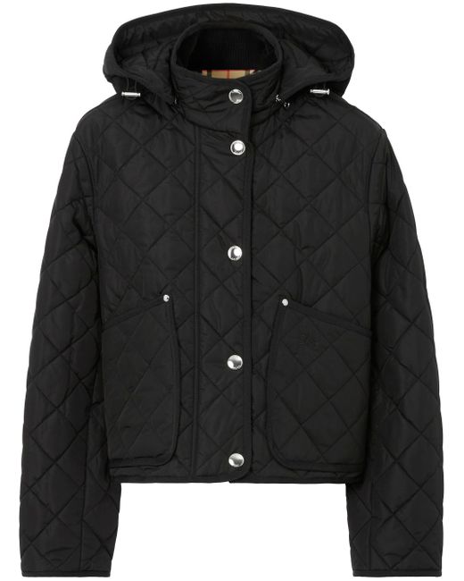 Burberry detachable-hood diamond-quilted jacket