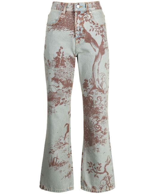Molly Goddard Dorianna graphic-print cropped jeans