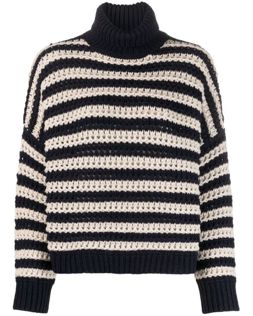 Brunello Cucinelli open-knit striped jumper