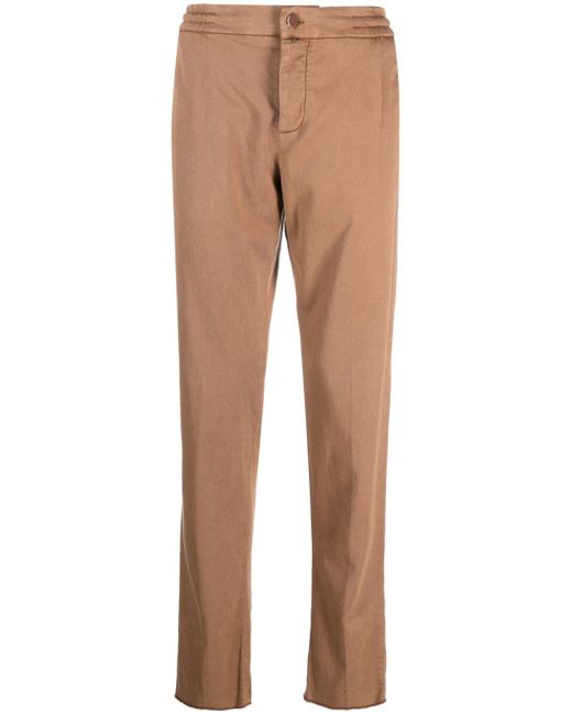 Kiton logo-patch cotton tapered trousers