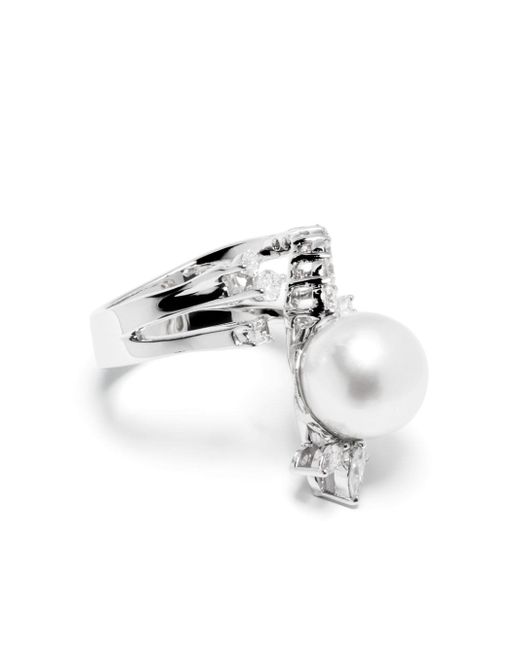 Yeprem 18kt white gold diamond and pearl ring