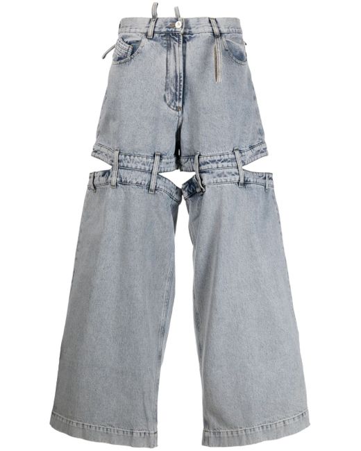 Attico Ashton cut-out wide-leg jeans