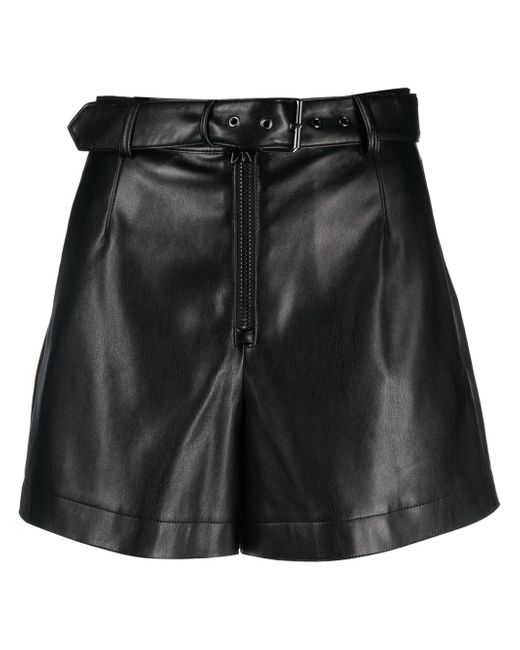 Patrizia Pepe Essential belted faux-leather shorts