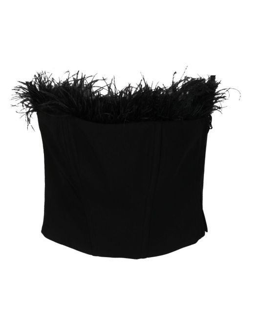Patrizia Pepe feather-detailing strapless top