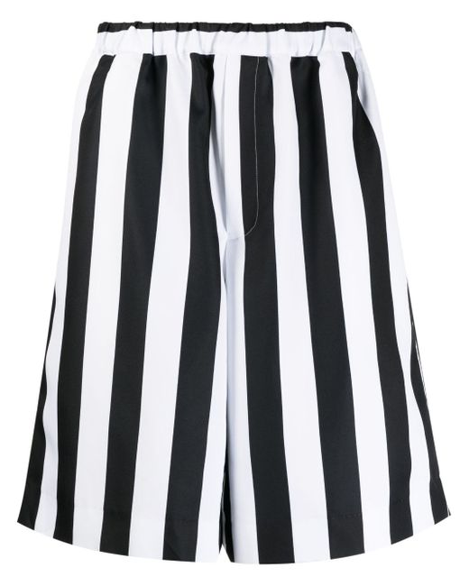 Comme Des Garcons Black striped-print knee-length shorts