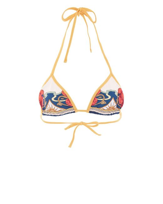 La Double J. tropical-print bikini top
