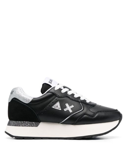 Sun 68 panelled leather sneakers
