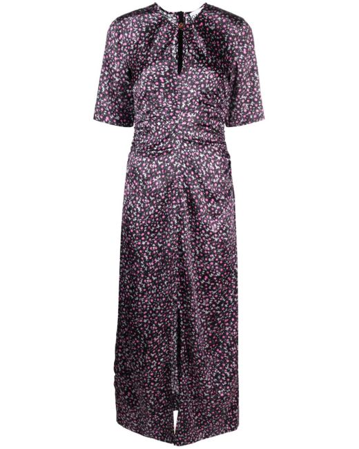 Ganni floral-print silk dress