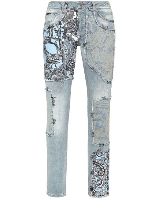 Philipp Plein paisley-print straight-let jeans