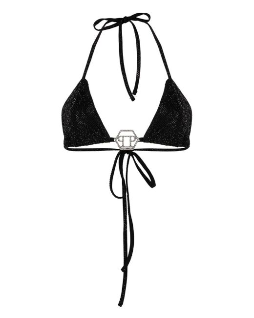 Philipp Plein embellished-logo bikini top