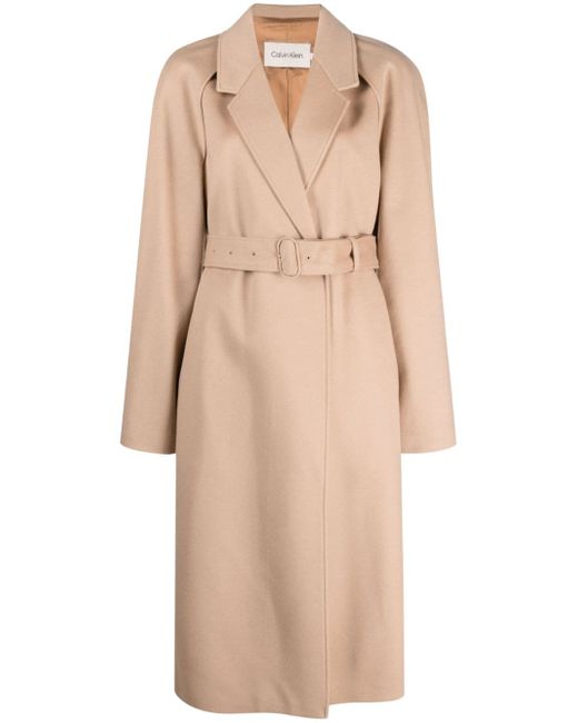 Calvin Klein belted notched-lapels coat
