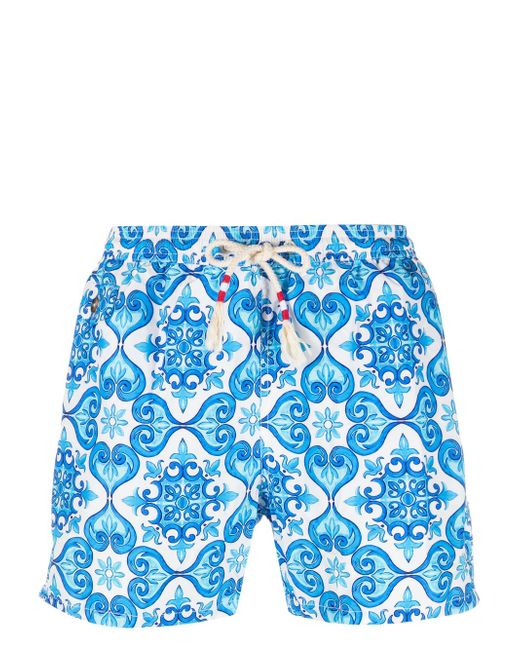 Mc2 Saint Barth mosaic-print wim shorts