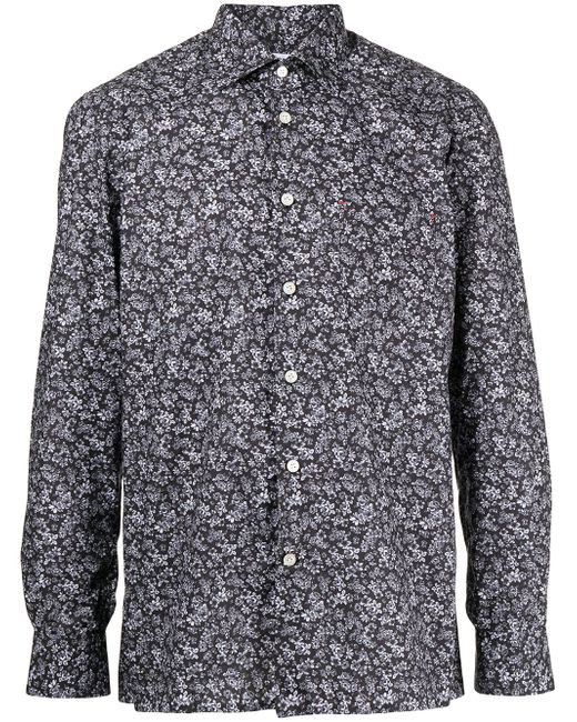 Kiton floral-print poplin shirt