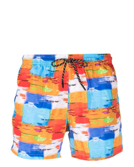 Nos Beachwear abstract-print drawstring swim shorts