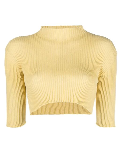 Rus ribbed-knit cropped top