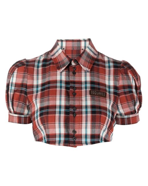 Dsquared2 checked puff-sleeve shirt